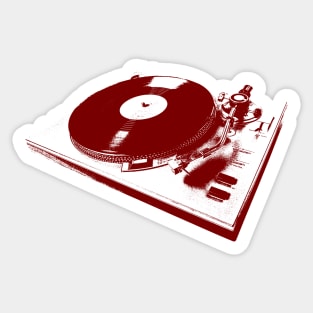 Vintage Red Turntable with Vinyl Record Illustration Sticker